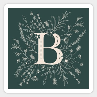Botanical Letter B (Forest Green) Magnet